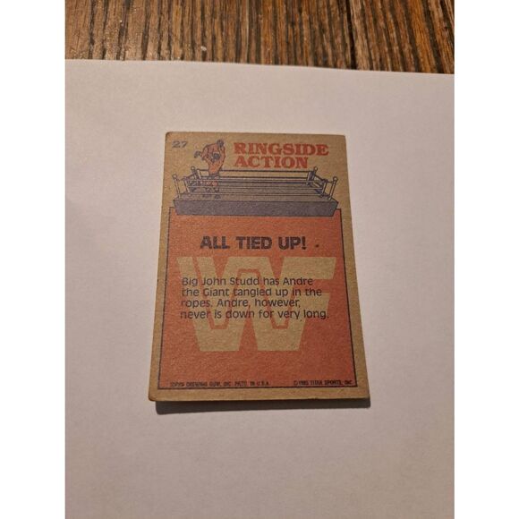 Vintage 1985 WWF All Tied Up WWF Card #27 Andre the Giant Big John Studd Topps - Picture 5 of 5